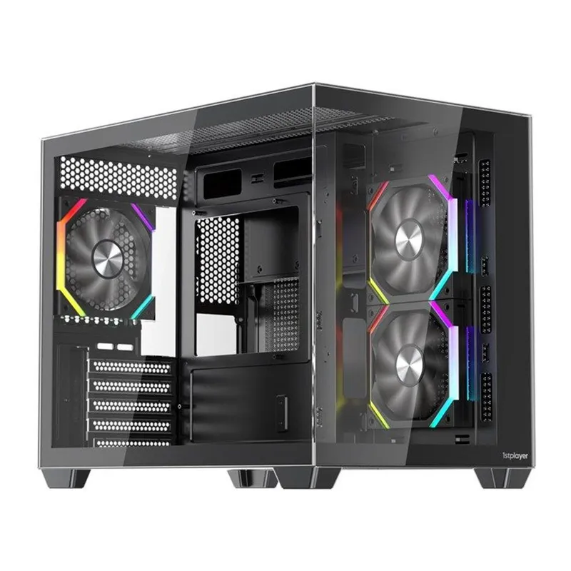 1ST PLAYER BV6 SİYAH ACK 650W 80+ BRONZE ARGB 3X12CM FAN PANORAMİK TEMPERLİ CAM USB 3.0 M-ATX KASA