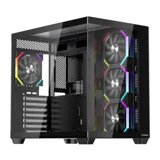 1ST PLAYER BV7 SİYAH ACK 750W 80+ BRONZE ARGB 4X12CM FAN PANORAMİK TEMPERLİ CAM USB 3.0 ATX KASA