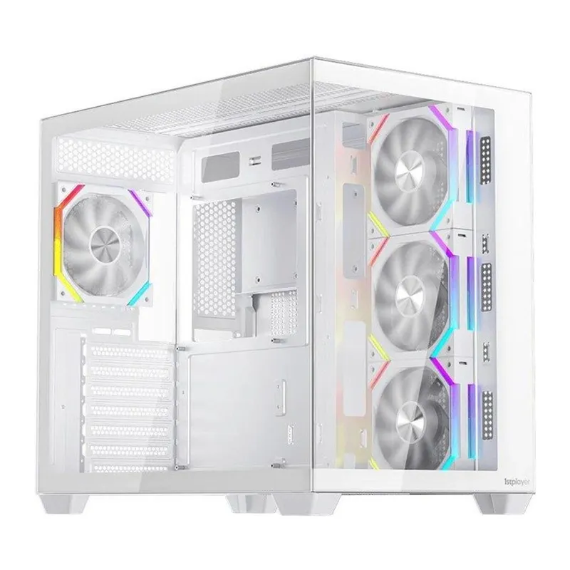 1ST PLAYER BV7 BEYAZ ACK 750W 80+ BRONZE ARGB 4X12CM FAN PANORAMİK TEMPERLİ CAM USB 3.0 ATX KASA