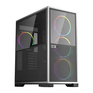 1ST PLAYER IF8 BTF SİYAH ARGB 4X12CM FAN TERS ÇEVİRİLEBİLİR TEMPERLİ CAM MESH PANELLER USB 3.0 E-ATX
