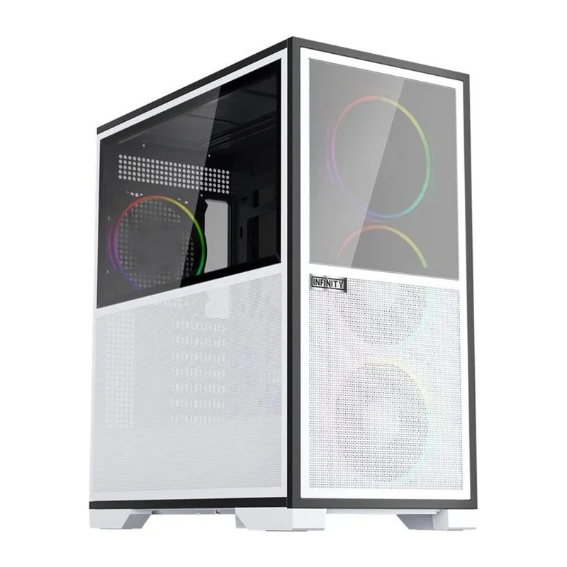 1ST PLAYER IF8 BTF BEYAZ ARGB 4X12CM FAN TERS ÇEVİRİLEBİLİR TEMPERLİ CAM MESH PANELLER USB 3.0 E-ATX