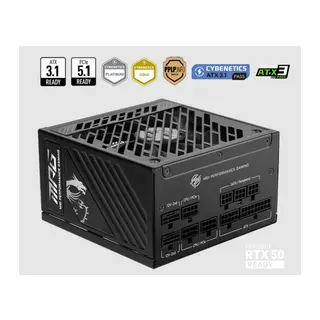 PSU MPG A1250GS PCIE5 1250W 80+ GOLD ATX 3.1 PCIE 5.1 2X 12V-2X6 POWER SUPPLY
