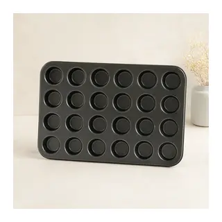 24 Gözlü Metal Muffin Kek Kalıbı Siyah