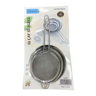3'li Metal Süzgeç 14-16-18 cm