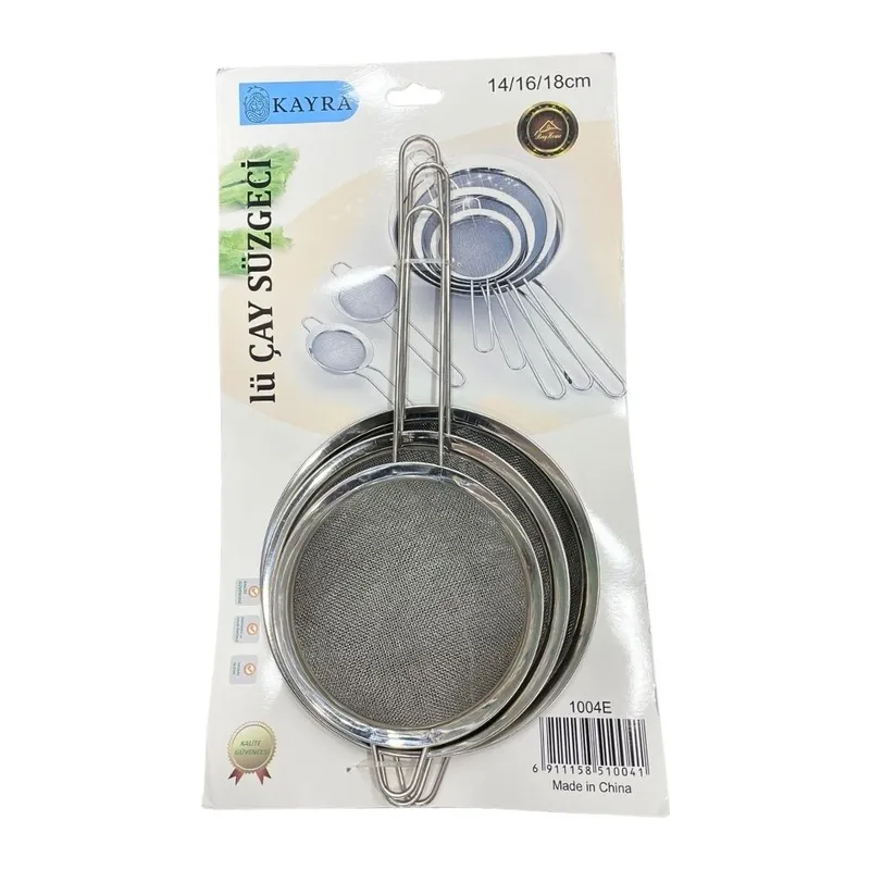 3'li Metal Süzgeç 14-16-18 cm