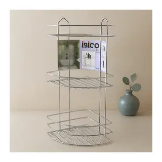 3 Katlı Üçgen Krom Metal Banyo Köşeliği - Duşakabin Rafı