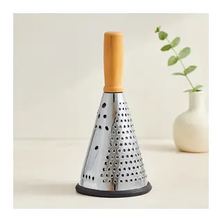 8" Ahşap & Bambu Saplı Çelik Rende (Silikon Taban, 3 Bölümlü)