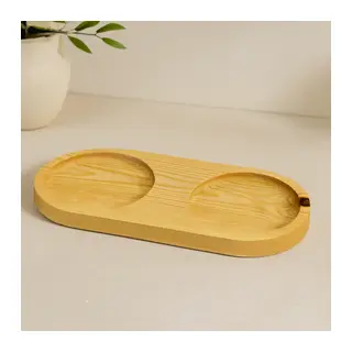 Ahşap 2 Bölmeli Oval Yağdanlık Altlık 27x12,5 cm