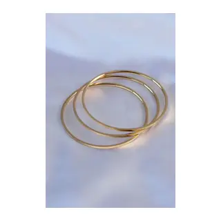 316L Çelik Gold Renk 3'lü Ajda Model Kadın 60 mm Bilezik
