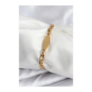 316L Çelik Gold Renk Oval Yazı Yazmaya Uygun Kadın Bileklik