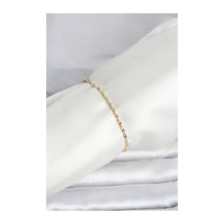 CM 14K Gold Renk Yassı Ezme Burgu Model Kadın Bileklik