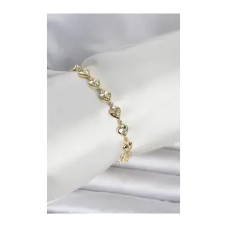 Pirinç Gold Renk Kalpli Kutup Yıldızı İşleme Kadın Bileklik