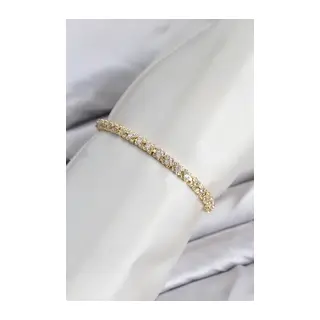 CM Model Zirkon Taşlı VIP Seri Gold Renk Pirinç Kadın Bileklik