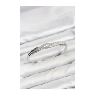 Gümüş Renk Zirkon Taşlı Sarmal Model Kadın Kelepçe Bileklik