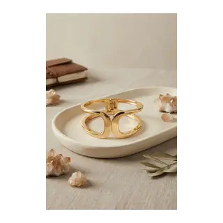 Gold Renk Pirinç Manşet Model Vintage Kelepçe Bilezik