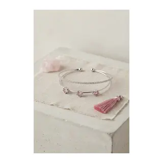 Pembe Yıldız Model Gold Renk Zirkon Taşlı Pirinç Bileklik