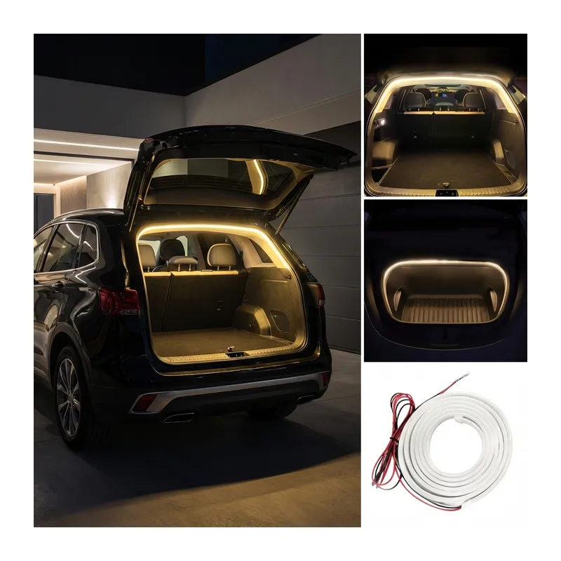 Araba Otomobil Ön Arka Bagaj İçi Aydınlatma Neon Led Şerit Kayar Modlu 12v 4 Metre Sarı
