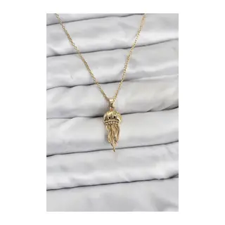 316L Çelik Zincir Gold Renk Deniz Anası Model Zirkon Taşlı Kadın Kolye