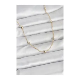 CM 14K Gold Renk Pirinç Top Zincirli 60 cm Kadın Kolye