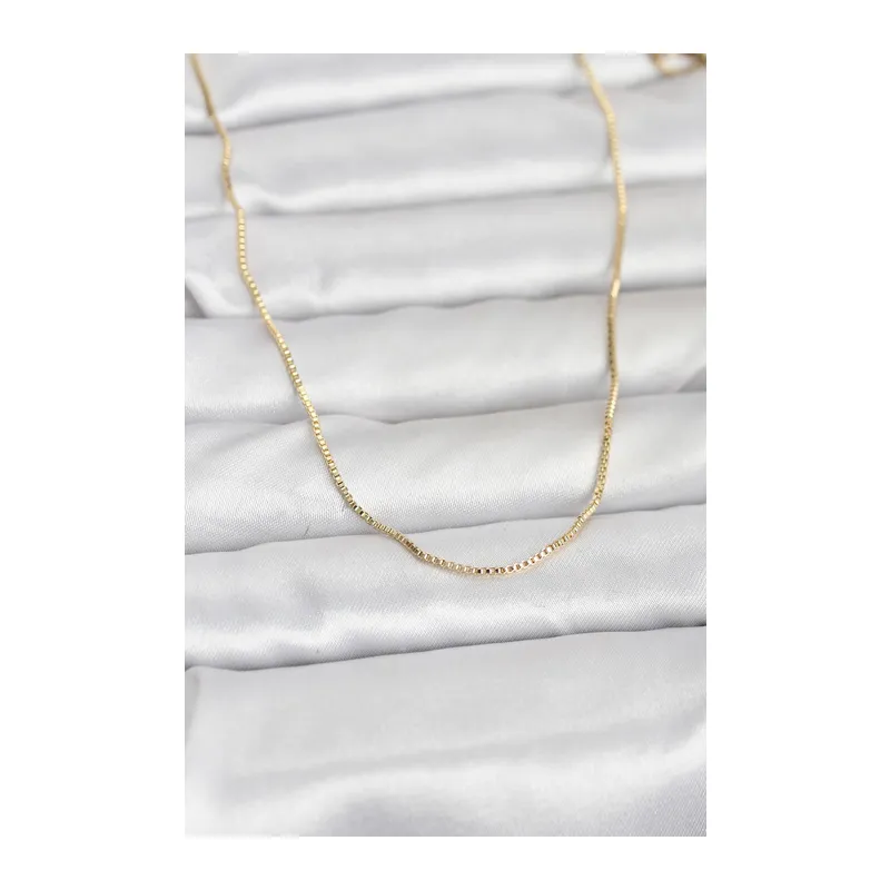 CM 14K Gold Renk İnce Kare Zincirli Model 60 cm Kadın Kolye