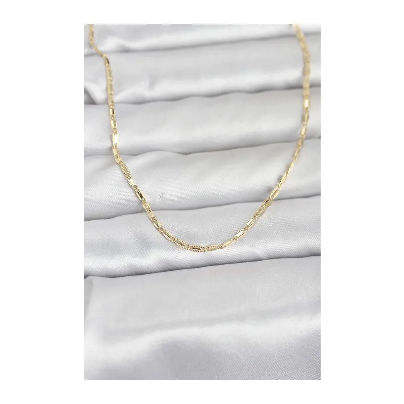 CM 14K Gold Renk Lazerli Zincir Model 60 cm Kadın Kolye
