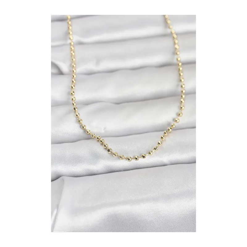 CM 14K Gold Renk Top Zincirli Model 60 cm Kadın Kolye