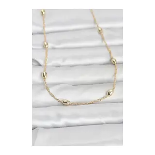 CM 14K Gold Renk Topçuklu Burgu Zincir Model 60 cm Kadın Kolye