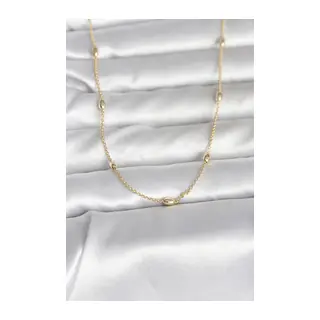 CM 14K Gold Renk Damla Topçuk Model Zincirli 60 cm Kadın Kolye