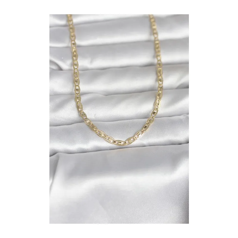 CM 14K Gold Renk Lazer Kesim Zincirli Model 60 cm Kadın Kolye
