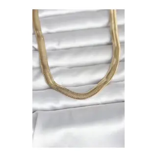 CM 14K Gold Renk Kalın Yassı Yılan Zincir Model 45 cm Kadın Kolye