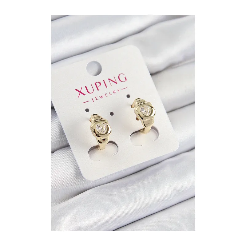 Xuping Zirkon Taşlı Kalp Model Gold Renk Kadın Küpe