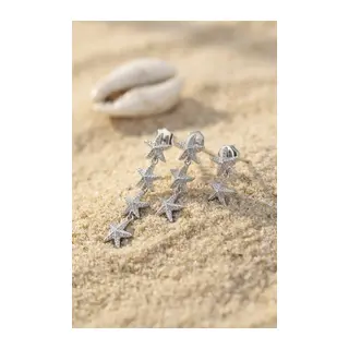 3 lü Set Gümüş Renk Deniz Yıldızı Model Küpe