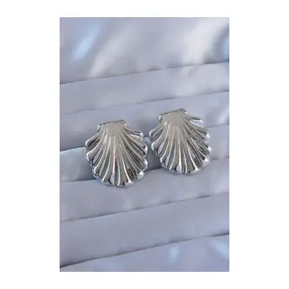 316L Çelik Gümüş Renk İstiridye Model Küpe