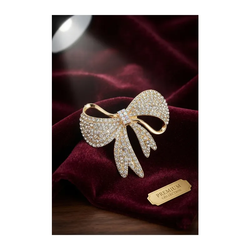Gold Renk Zirkon Taşlı Fiyonk Model Broş