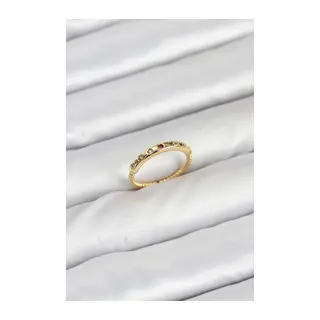Pirinç Gold Renk Renkli Zirkon Taşlı Kadın Yüzük