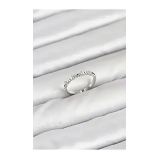 Pirinç Gümüş Renk Lazer Kesim Kadın Yüzük