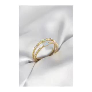 Gold Renk Karışık Renk Zirkon Taşlı Kadın Yüzük