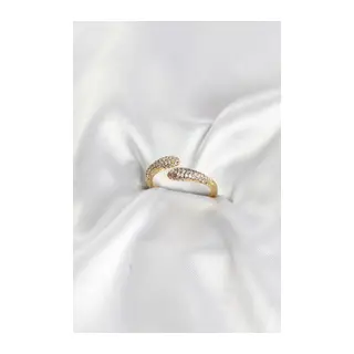 Zirkon Taşlı Gold Renk Pirinç Yüzük