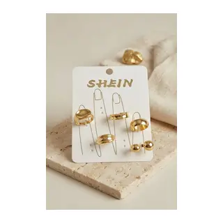 Gold Renk Pirinç Bohem Yüzük Kombini BYK4268