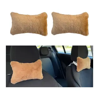Yumuşak Peluşlu Ortopedik Araba Seyahat Boyun Yastığı 2'li Kahverengi
