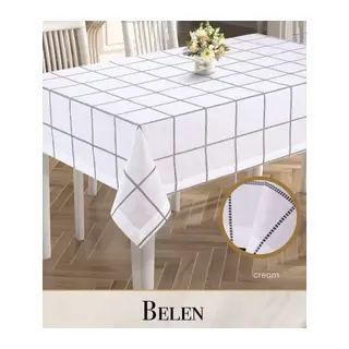 Keten Tek Masa Örtüsü Masa Örtüsü 155x220 cm Yemek Masası Örtüsü Belen Model Krem