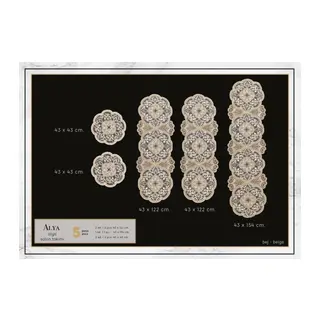 Alya Model No124 Gold 5 Parça Salon Takımı Dantelli Masa Örtüsü Runner Seti