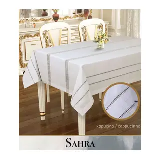 Sahra Model Kapicino 160x220 cm Polyester Ajurlu Keten Masa Örtüsü Modern Dekor