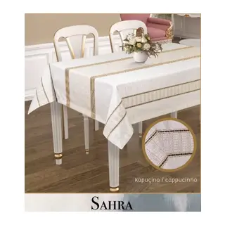 160x260 cm Kapicino Sahra Polyester Ajurlu Keten Tablecloth Şık Masa Dekoru