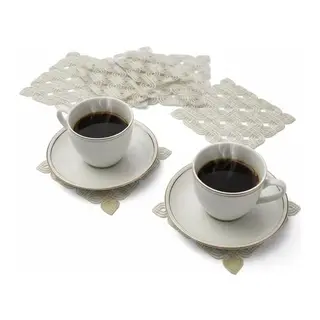 6 lı Dantel Kahve Sunumluğu 15x15 cm Asorti Desenli Şık Bardak Altlığı