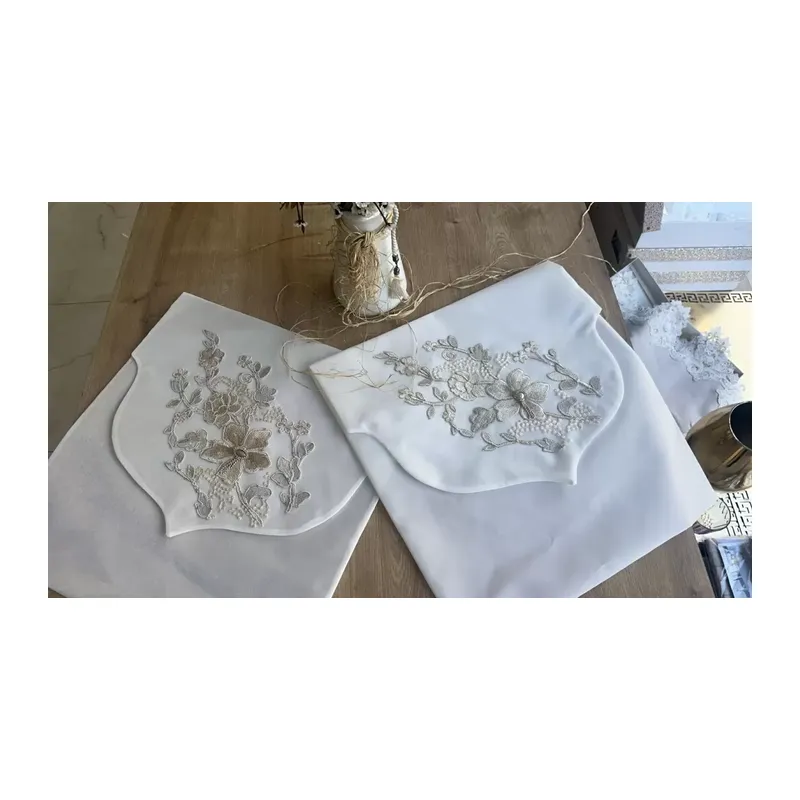 Fransız Güpürlü Zarf Bohça 50x50 cm Nişan Bohçası Söz Bohçası 3 Boyutlu Tekli Bohça