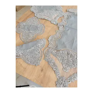 Salon Takımı Çeyizlik Gri Runner Set 5 Parça Keten Masa Örtüsü Runneri Gerdan