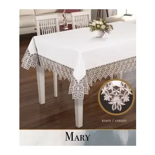Keten Masa Örtüsü Tablecloth 155x220 cm Yemek Masası Örtüsü Maria Model Kapiçino