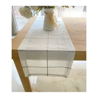Masa Üzerine Runner, Masa Örtüsü Runneri Tek Runner Belena 30/130 cm Gri Çizgili