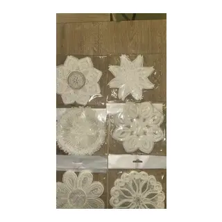 6 lı Dantel Kahve Sunumluğu 15x15 cm Asorti Desenli Şık Kahve Sunum Seti